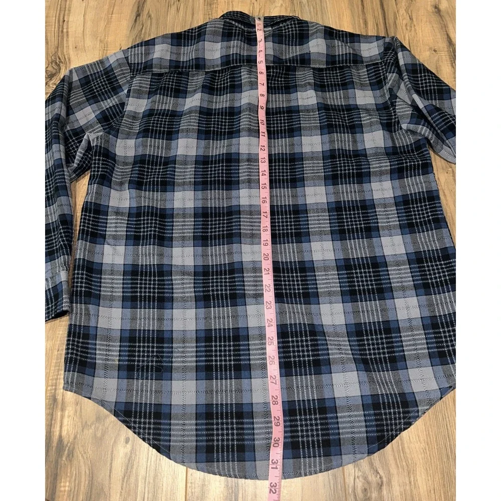 Vintage Northwest Territory Blue Plaid‎ Button Down Flannel With Chest Pockets